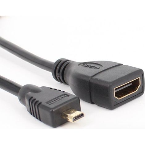 Micro-HDMI-zu-HDMI-Adapterkabel, kurzes Kabel, vergoldet, klein auf groß, 17 cm. (1/5)