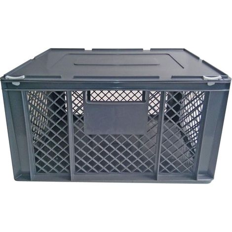BRB XL Transportbox für Kleintiere/Katzen/Kleine Hunde, Seitenwände vergittert, Boden geschlossen - LxBxH 600x400x320 mm, mit Scharnierdeckel (1/3)