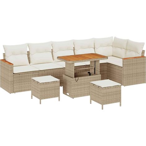 Maison Exclusive - Set Divano da Giardino con cuscino Beige Poly Rattan (1/5)