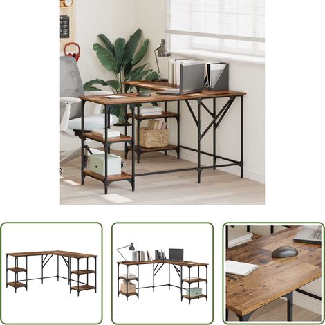 vidaXL Bureau en L - Bureau Bois Ancien 139 x 139 x 75 cm Bois d'ingénierie (1/5)