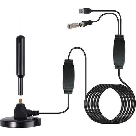 DVB-T2 Digital TV Antenna, Powerful TV Antenna, TNT Signal Amplifier Support 4K 1080P VHF HDTV Free TV, for Indoor and Outdoor, with Magnetic Base with 5m Cable (1/5)