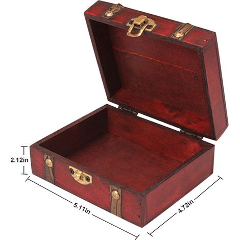 Kleine, bedruckte Vintage-Holzbox zur Aufbewahrung von Schmuck, praktischer Organizer für Halsketten und Accessoires (1/5)