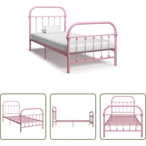 Cadre de lit -  Cadre de lit sans matelas rose métal 90x200 cm (1/5)
