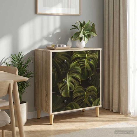 vidaXL Cajonera ELBURG estampado de hojas de palma 66 x 36,5 x 75 cm (1/5)