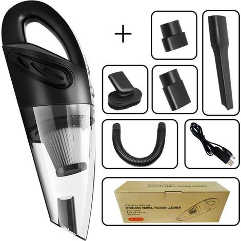Aspirateur à Main sans Fil 7.2V - Puissant 120W Voiture - Silencieux Batterie USB Rechargeable - Humide et Sec - Noir (1/5)