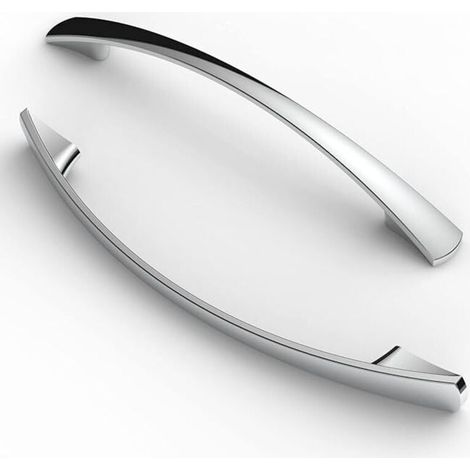 10 pièces poignées, espacement des trous de 128 mm, poignées de meubles, poignées de placard, poignées de cuisine, poignées, poignées de tiroir de meubles, Chrome (1/4)