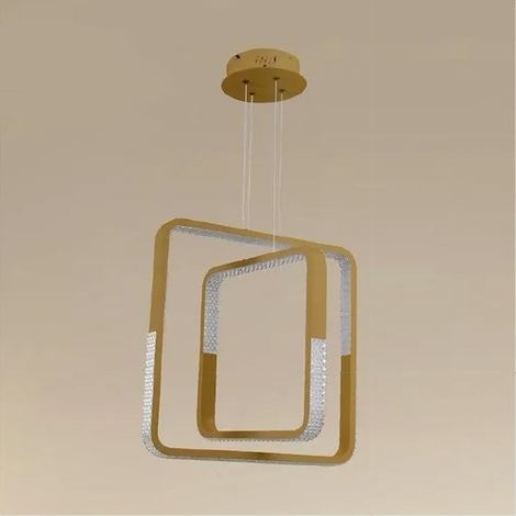TrAdE Shop Traesio - Lampadario A Sospensione Led 64watt Quadrati Effetto Cristallo Moderno Oro 32200 - (1/3)