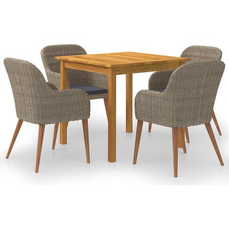 Ensemble Table et Chaise de Jardin 5 pcs - Ensemble de salle à manger de jardin Marron BV393112 - BonneVie (1/5)