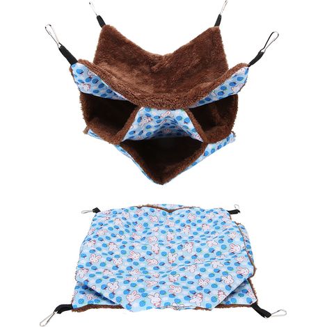 Hamac suspendu chaud à trois couches pour petits animaux (hamsters, écureuils dorés, etc.) - Bleu (1/5)