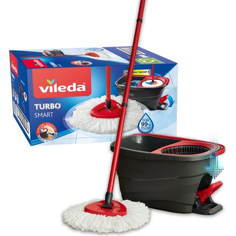 Sistema Lavapavimenti SuperMocio Turbo Smart con Secchio a Pedale e Fiocco in Microfibra Triangolare Vileda