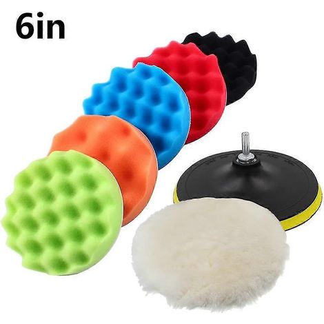 Kit de polissage automobile 7 pièces éponge 6 pouces cire produit + kit adaptateur M14 perceuse (6 pouces) (1/5)