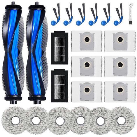 Pièces détachées pour aspirateur Ecovacs Deebot T30C Omni / T30C Pro Omni : brosse, filtre, sac à poussière et chiffon de nettoyage.