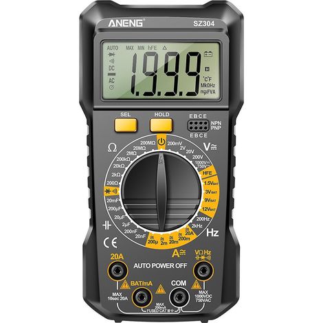 ANENG SZ304 Multifunktions-Digitalmultimeter mit 1999 Zählwerten, True RMS-Messung, Handmessgerät mit hoher Präzision