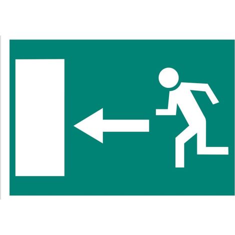 Señal evacuación luminiscente Salida de emergencia puerta izquierda                                                   Señal PVC luminiscente       210X148