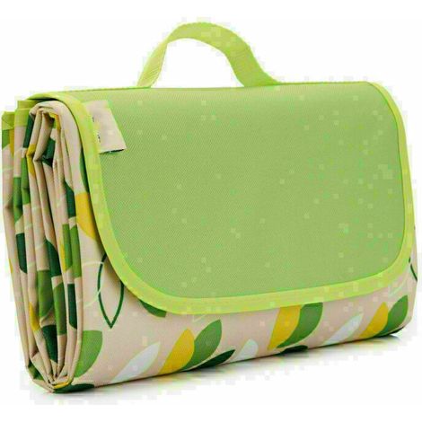 200 X 200 Cm Couverture Tapis De Pique-Nique Imperméable Couverture Pliable Pour Camping Tapis De Plage Composée Et Avec Poignée Portable,Petites Feuilles Vertes A