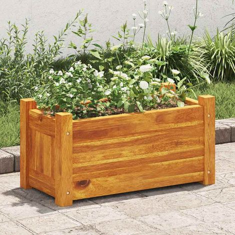Jardinière, Pot de Fleurs d'extérieur, Lit surélevé de jardin Bois d'acacia 50x25x25 cm OIB4996E (1/5)