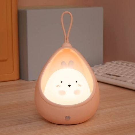 Veilleuse mignonne pour enfants, lampe de chevet LED avec détecteur de mouvement, crochet portable, lampe animal rechargeable par USB pour chambre de bébé, cadeau d'anniversaire (1/5)