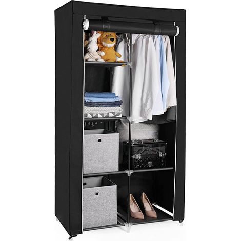 Armoire - tissu - 88x170x45 cm - noir (1/5)