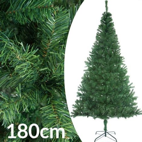Sapin de Noël Vert artificiel 180 cm avec 533 branches et pied support (1/5)