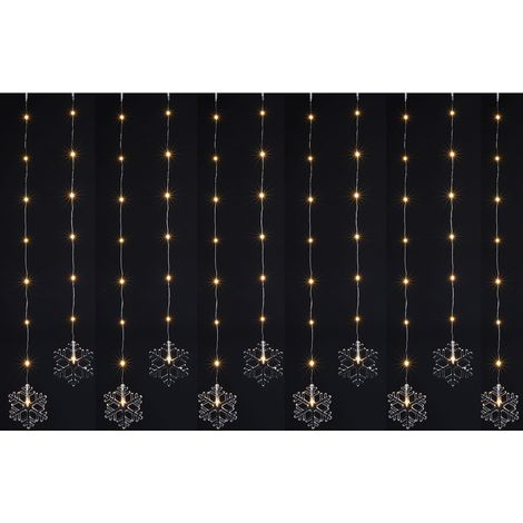 LED Schneeflocken Lichtervorhang - mit 83 warmweißen LED