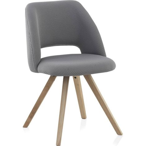 x4 chaises grise nid d'abeille assise confortable pieds bois naturel - gris nid d'abeille et bois naturel (1/5)