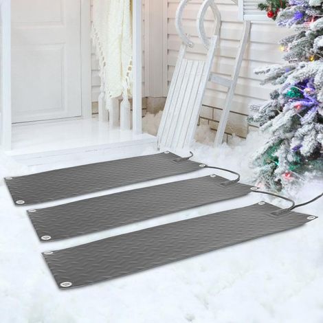 Heated Snow Melting Pads for Outdoor, Rectangular Snow Melting Mat, Melts 1.57-3.15 in (40-80mm) of Snow Per Hour, Heated Walkway Mat for Roofs Stairs Lawns Floors, Black, 3 PCS (1/5)