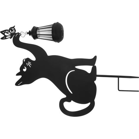 Lampe Solaire Décorative à Piquer Chat en Fer Forgé pour Jardin et Pelouse, Éclairage Extérieur Led, Ambiance Terrasse, Solide et Fonctionnelle, Lumière Solaire Autonome, Éclairage Paysager (1/5)