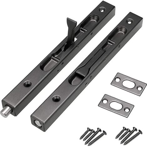2 serrures de porte, serrure de porte invisible, serrure pour portes composites, portes en bois, portes doubles (noir) (1/5)