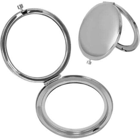 1 Miroir, compact, pliant, rond, 7 cm, grossissant, argenté, voyage, sac (1/5)
