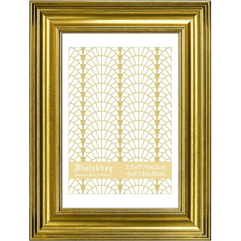 Cadre photo doré 10 x 15 cm - Cadre photo vintage - Convient aux 9 x 13 cm avec passe-partout ou 10 x 15 cm sans passe-partout - Pour montage mural ou décoration de table (1/5)