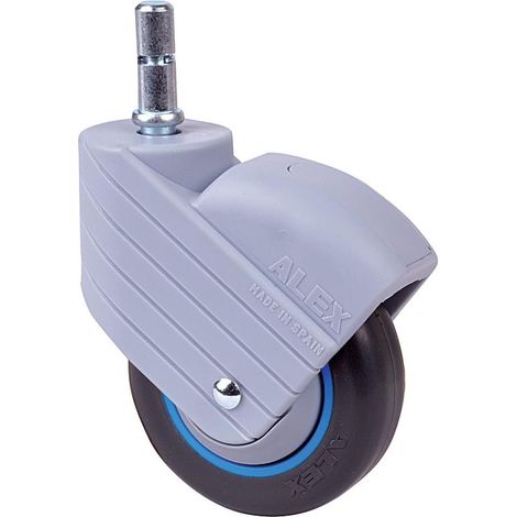 rueda giratora espiga lisa m11x30 azul 30hp80cp-pgi poliamix-goma negra liso (1/2)