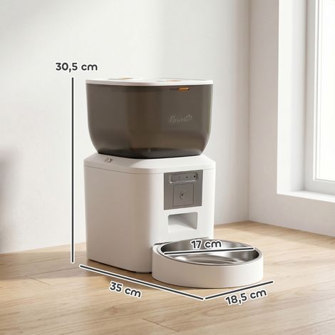 Distributeur de croquettes pour chat avec caméra, connexion WiFi 2,4GHz pilotable par application, capacité 4L, 1 à 10 repas et audio bidirectionnel (1/4)