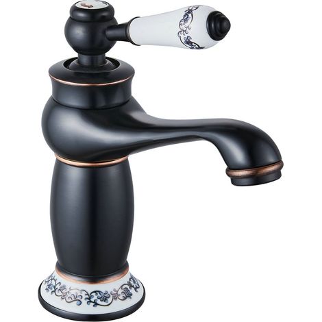 Mitigeur monocommande de lavabo en couleur noire, modèle Argan (1/2)