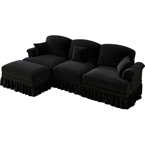 Canapé Cloud L-shaped 3-seater Chenille Noir 272.00x140.00x93.00 ZIPSOFA Canapé (1/5)