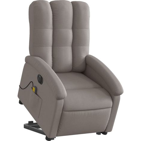 Poltrona relax con funzione massaggio e funzione sollevamento elettrico reclinabile in tessuto tortora DEC027861