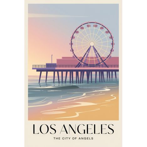 Tableau sur toile Los Angeles rétro 45x65 cm - Impression sur Toile Murale Décorative - Image imprimée en HD sur Toile - Toile sur Châssis en Bois FSC - Fabriqué en France (1/5)