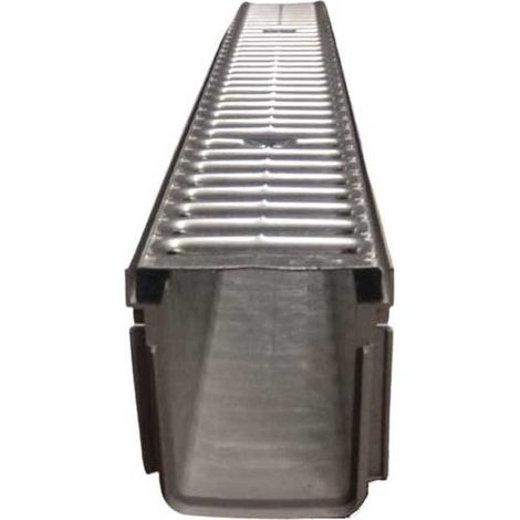 Kit Canal de Evacuación Alta Resistencia y Rejilla Metálica de Acero Galvanizado - 1000x130x175 mm - Adequa