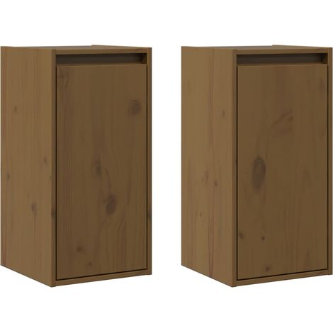 Maison Exclusive - Pensili 2 pz Marrone ambra 80x30x35cm in Legno Massello di Pino