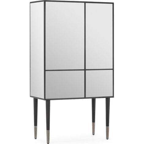 Meuble bar miroir noir glamour - noir et miroir (1/5)