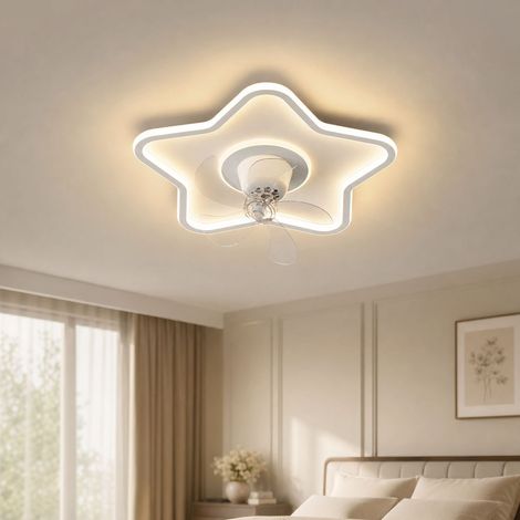 Ventilateur de plafond encastré, moteur silencieux en cuivre, oscillation 360°, lumière LED spectre complet réglable, Ø50cm (1/4)