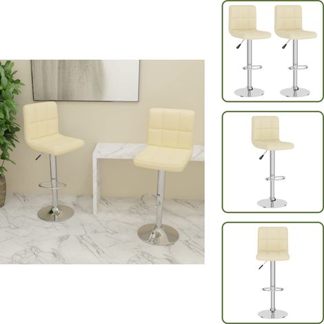 The Living Store Tabourets de bar lot de 2 crème tissu - Tabouret De Bar - Chaise De Comptoir - Tabourets De Bar - Meubles De Cuisine - Mobilier Moderne