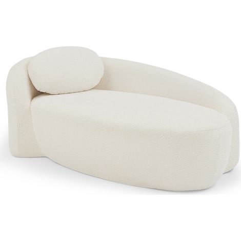 Sillón individual de tejido Teddy beige, diseño redondeado, con cojín, MODENUIT (1/5)
