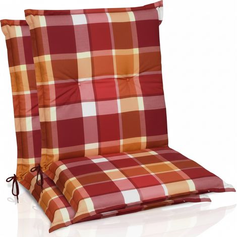 2er Set Sunny RO Niedriglehner Auflagen 100x50 cm in Rot Kariert