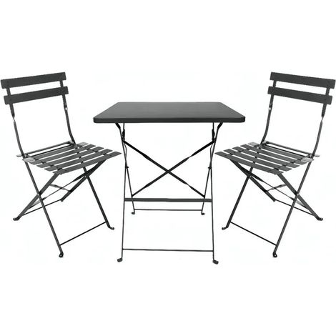 Set Tavolo da Giardino Quadrato 70x70 cm con 2 Sedie Antracite (1/2)