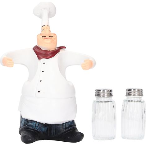 Ensemble de salières figurines chef statuette adorable, détails réalistes, pots à épices en résine pour cuisine maison restaurant café. (1/5)