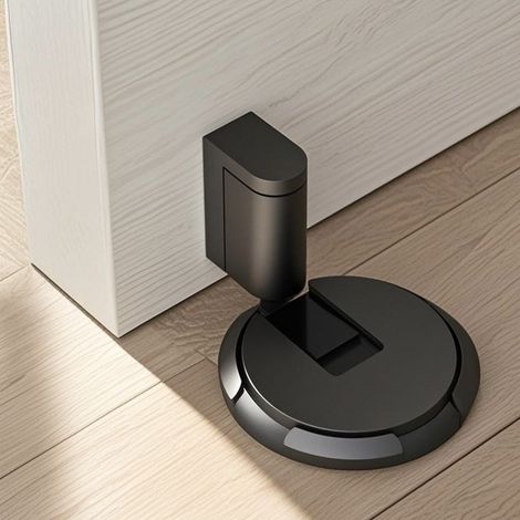 Cale Porte Bloc Porte, Butee de Porte Stop Porte, Magnétique en Métal Butée de Porte, Butee de Porte Magnetique Arrêt de Porte en Métal, loquet de porte magnétique pour maison (Noir) (1/4)