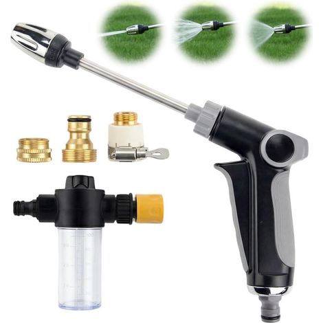 Nettoyeur haute pression - Pistolet de lavage auto - Pression d'eau réglable et matériau résistant à l'usure - Pour voiture et terrasse - 1 pièce - Noir (1/5)