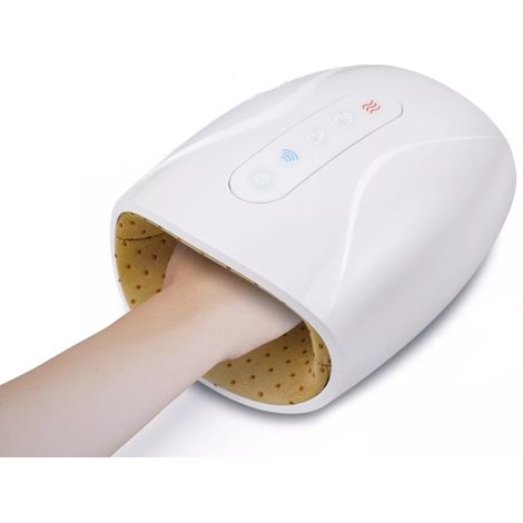 Appareil de massage des mains (blanc) pour les articulations des doigts, acupression, pétrissage, fonctions thérapeutiques, thermothérapie et réglage à 3 niveaux (1/5)