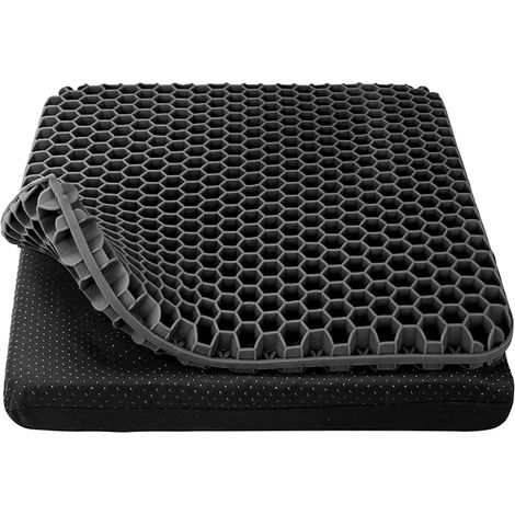 Coussin de Siège Gel, Épais et Rafraîchissant, Nid d'Abeille Respirant, Soulage les Points de Pression, Housse Antidérapante pour Bureau, Voiture, Chaise Roulante - Grand Format (1/5)
