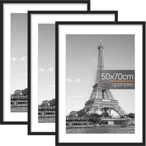 Bilderrahmen 3er Pack 50x70 cm Schwarz Poster Fotorahmen Aufhängen (1/5)